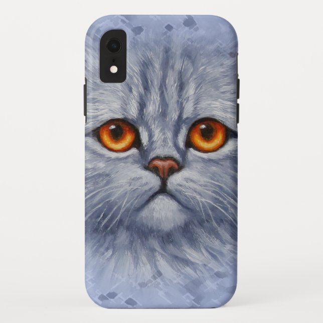Capa Para iPhone, Case-Mate Tabuleiro Fluffy Cinza por Gatinho Gatinho (Verso)