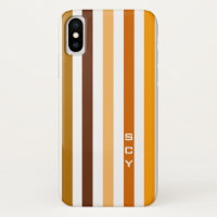 Tan Brown Orange Vertical Stripes Monograma