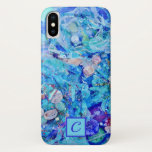 Capa Para iPhone Da Case-Mate Taquicardia Azul Monograma Submarino<br><div class="desc">Aproveite esta capa de telefone única e decorativa. Ele apresenta um impressão de um dos meus bordados. Usei tecidos, fios, miçangas, sequências, conchas e corais para criar uma imagem submarina. Mude o inicial para o seu ou para o de um amigo. Um presente especial! Não há realmente conchas, miçangas etc...</div>