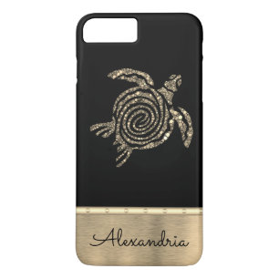 Capa iPhone 8 Plus/7 Plus Tartaruga Mosaica na moda Dourada