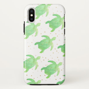 Capa Para iPhone Da Case-Mate Tartarugas do Mar de Cores Verdes Padrões Dourados