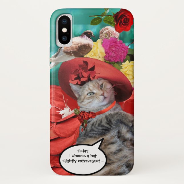 CAPA PARA iPhone, Case-Mate  TATUS DE PRINCESA DE GATO CELEBRIDADE, CHAPÉU VERM (Verso)
