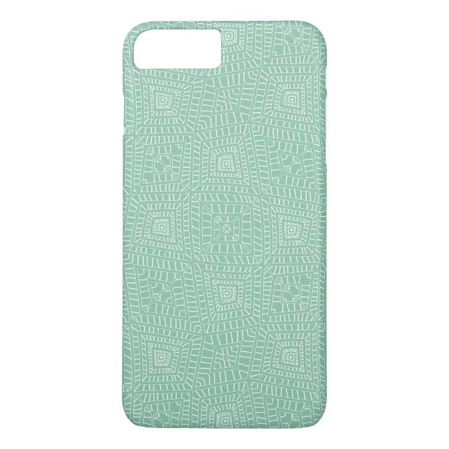 Capa Para iPhone, Case-Mate Teal de quadrados tribais (Verso)