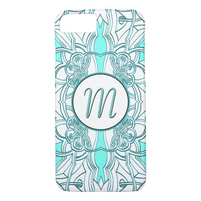 Capa Para iPhone, Case-Mate Teal e Turquesa Monograma (Verso)