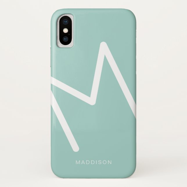 Capa Para iPhone, Case-Mate Teal Monograma Único de Na moda moderno (Verso)