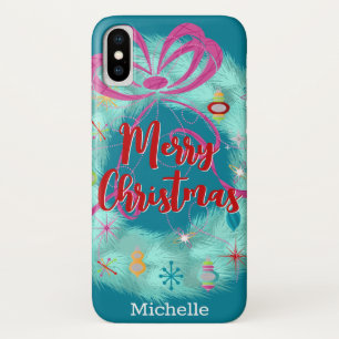 Capa Para iPhone Da Case-Mate Teal Retro Christmas Wreath