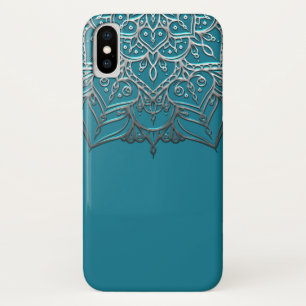 Capa Para iPhone Da Case-Mate Teal & Silver Mandala Elegante Mínimo Marroquino
