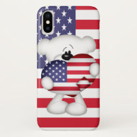 Teddy Bear e Big USA Flag Heart