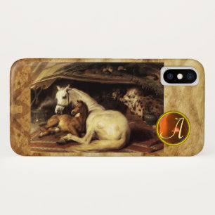 Capa Para iPhone X TENDA ÁRABE COM HORSE Orange Agate Gem Monograma