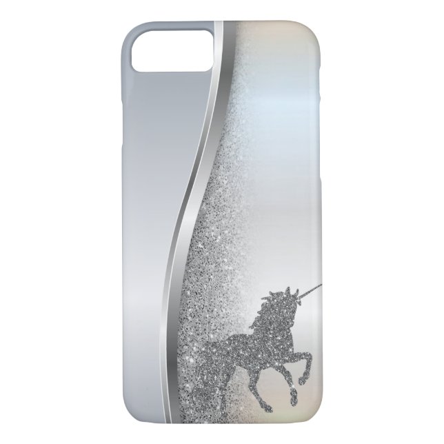 Capa Para iPhone, Case-Mate Tendência Legal Silver Glitter Unicorn - Personali (Verso)