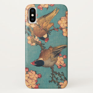 Capa Para iPhone Da Case-Mate Tentilhão-de-bico-grosso de Hokusai e Flor de Cere