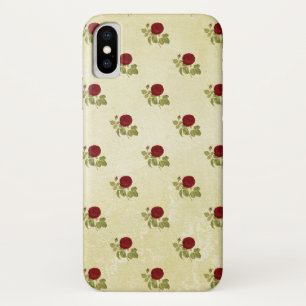 Capa Para iPhone Da Case-Mate Teste padrão antigo da rosa vermelha no pergaminh