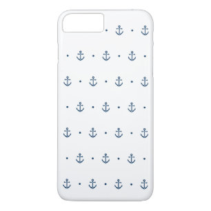 Capa Para iPhone Da Case-Mate Teste padrão azul branco da âncora náutico