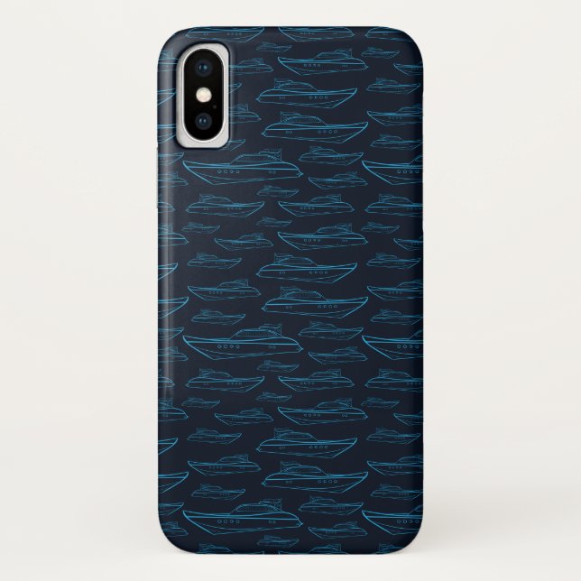 Capa Para iPhone, Case-Mate Teste padrão azul do iate (Verso)
