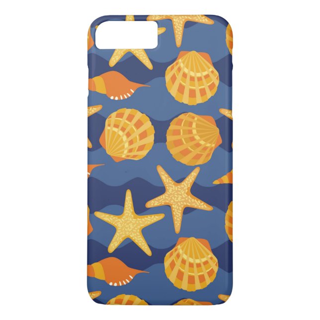 Capa Para iPhone, Case-Mate Teste padrão azul e alaranjado do Seashell (Verso)