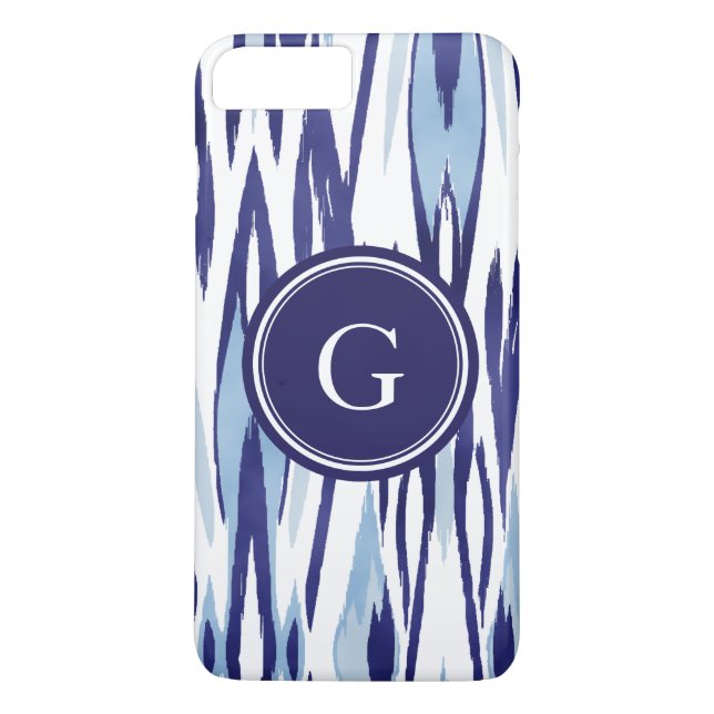 Capa Para iPhone, Case-Mate Teste padrão azul e branco chique do ikat da (Verso)