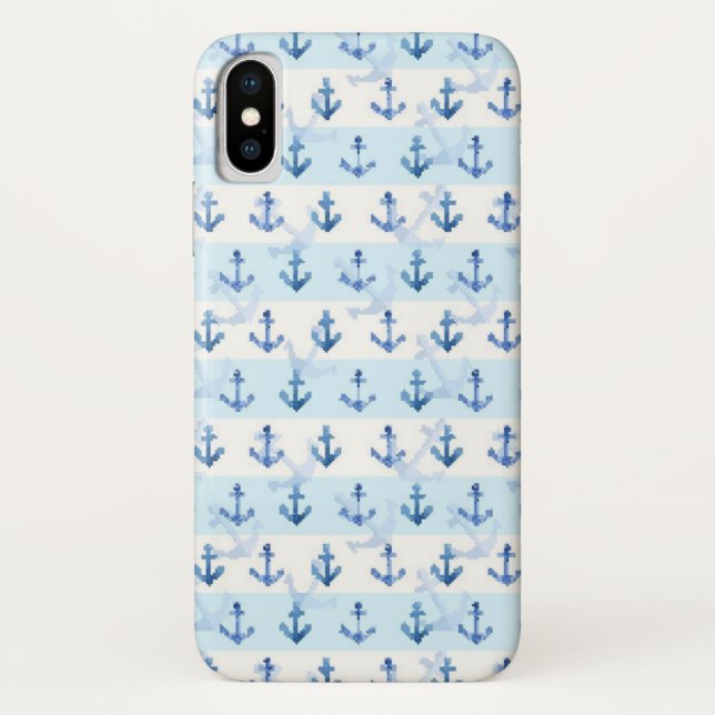 Capa Para iPhone, Case-Mate Teste padrão azul Pastel da âncora (Verso)
