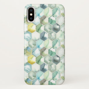 Capa Para iPhone Da Case-Mate Teste padrão azul & verde de Honycomb do Aquarell