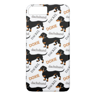 Capa iPhone 8 Plus/7 Plus Teste padrão bonito do cão de Doxie do Dachshund