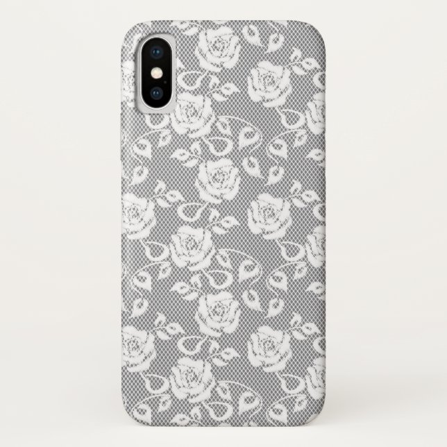 Capa Para iPhone, Case-Mate Teste padrão branco do laço no fundo cinzento (Verso)