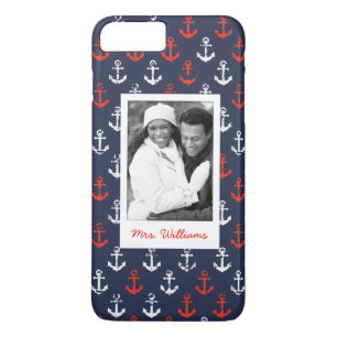 Capa Para iPhone Da Case-Mate Teste padrão branco e azul vermelho seus foto &