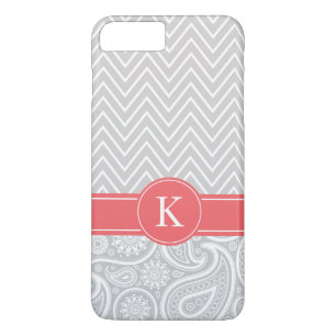 Capa Para iPhone Da Case-Mate Teste padrão cinzento coral de Chevron Paisley do