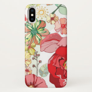 Capa Para iPhone X Teste padrão com flores vermelhas