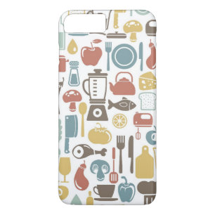 Capa iPhone 8 Plus/7 Plus Teste padrão com ícones do cozinhar