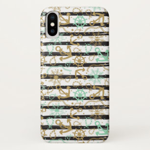 Capa Para iPhone X Teste padrão da âncora de mar
