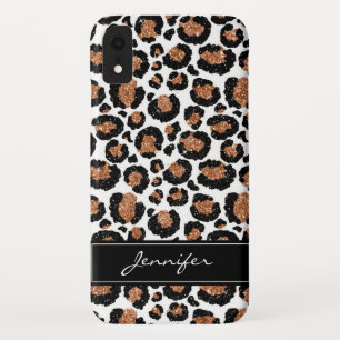 Capa Para iPhone Da Case-Mate Teste padrão da chita da folha branca e Dourado do