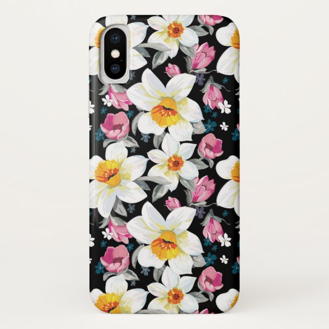 Capa Para iPhone, Case-Mate Teste padrão da elegância com flores do narciso (Verso)