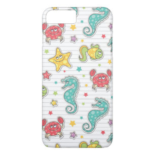 Capa iPhone 8 Plus/7 Plus teste padrão de criaturas do mar
