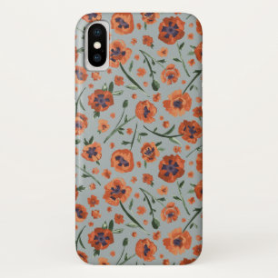 Capa Para iPhone Da Case-Mate Teste padrão de flor alaranjado pintado mão boni