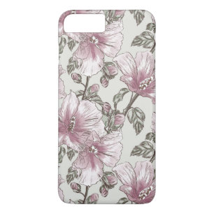 Capa iPhone 8 Plus/7 Plus Teste padrão de flores cor-de-rosa silenciado do