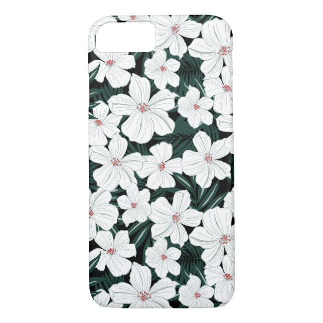 Capa Para iPhone, Case-Mate Teste padrão de flores tropical branco (Verso)