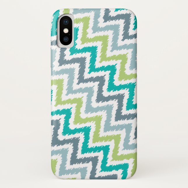 Capa Para iPhone, Case-Mate Teste padrão diagonal azul e verde de Ikat do (Verso)