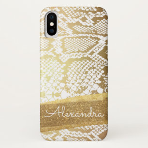 Capa Para iPhone X Teste padrão do ouro e do cobra do branco com