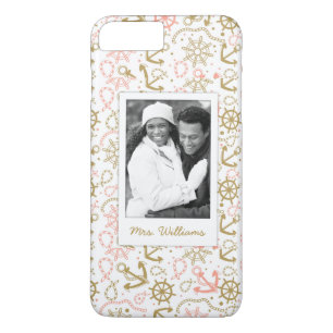 Capa Para iPhone Da Case-Mate Teste padrão dourado   da âncora seus foto & nom