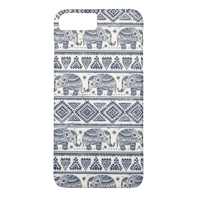 Capa Para iPhone, Case-Mate Teste padrão étnico azul do elefante (Verso)