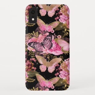 Capa Para iPhone Da Case-Mate Teste padrão feminino Dourado cor-de-rosa floral