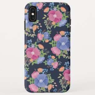 Capa Para iPhone Da Case-Mate Teste padrão floral bonito - azul escuro roxo