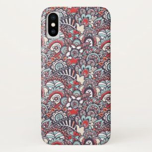 Capa Para iPhone X Teste padrão floral do Doodle de Paisley