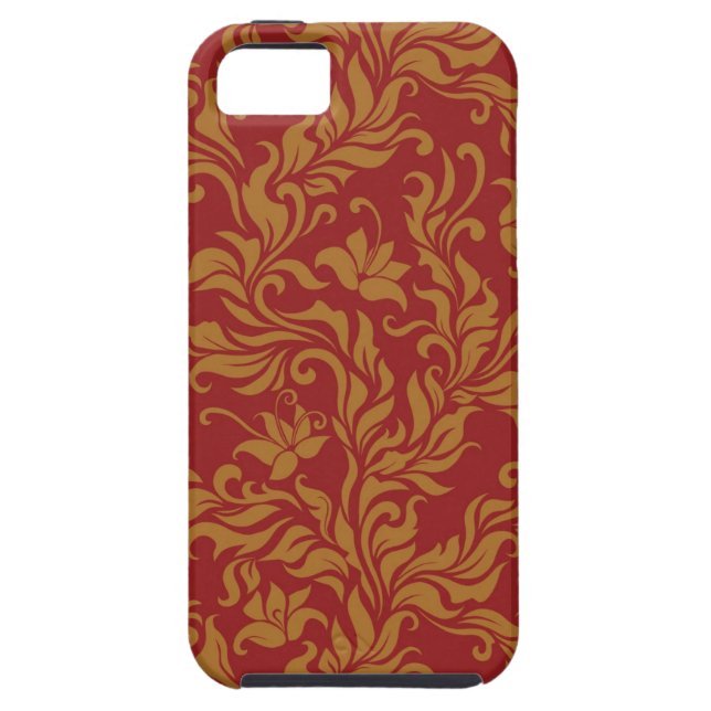 Capa Para iPhone, Case-Mate Teste padrão floral vermelho e Dourado (Traseira)