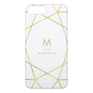 Capa iPhone 8 Plus/7 Plus Teste padrão geométrico Dourado do falso moderno