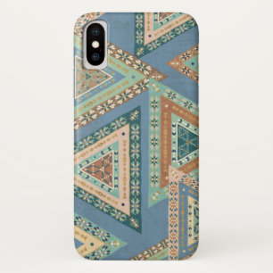 Capa Para iPhone X Teste padrão indiano tribal   azul exterior de Ge