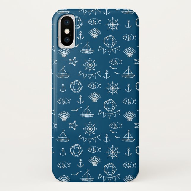 Capa Para iPhone, Case-Mate Teste padrão náutico 2 do desenho de giz (Verso)