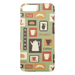 Capa iPhone 8 Plus/7 Plus Teste padrão retro com os pratos da cozinha para