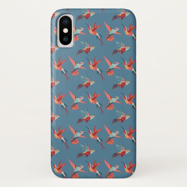 Capa Para iPhone, Case-Mate Teste padrão retro do colibri (Verso)