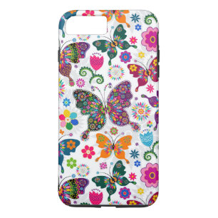 Capa iPhone 8 Plus/7 Plus Teste padrão retro encantador das flores e de