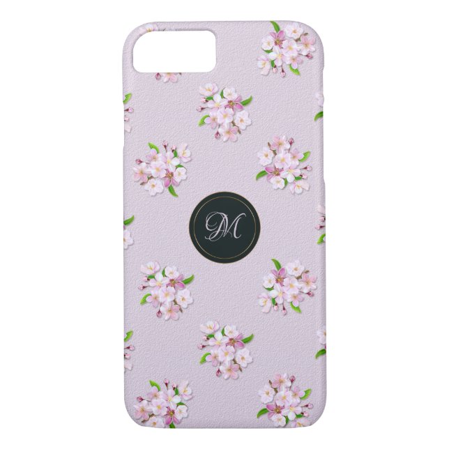 Capa Para iPhone, Case-Mate Teste padrão retro floral do primavera. Monograma (Verso)